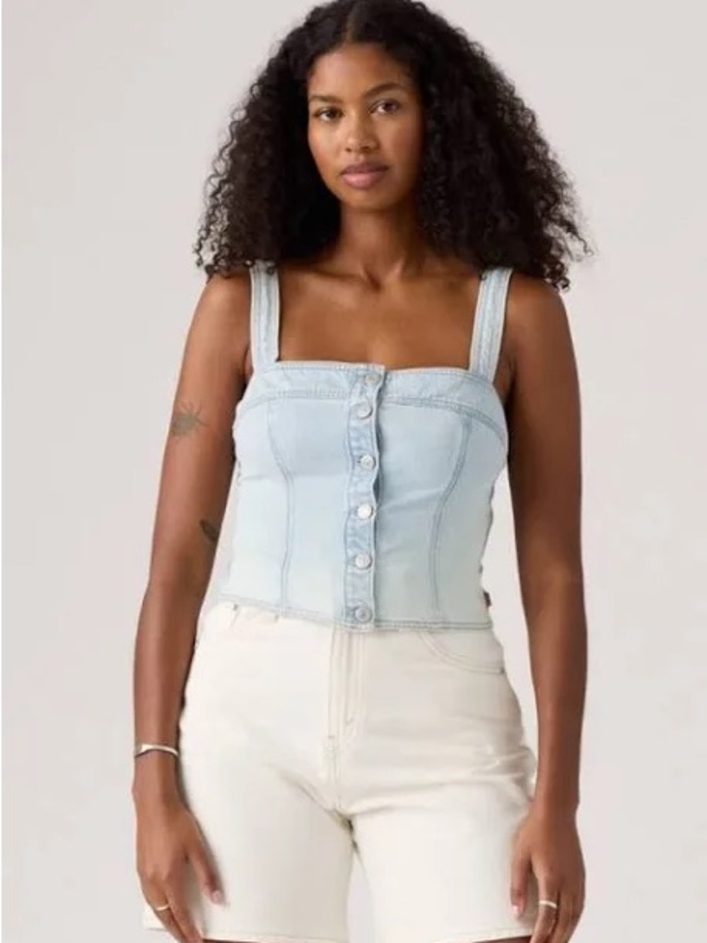 Levi’s NWT Light Wash Denim Button-Front Corset Tank